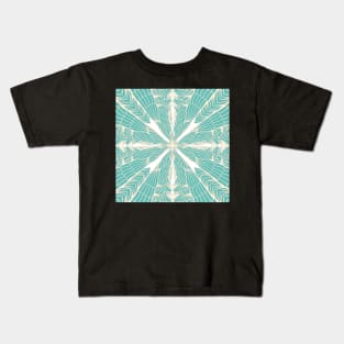 Teal n’ Beige Ripples Mandala - Intricate Digital Illustration - Colorful Vibrant and Eye-catching Design for printing on t-shirts, wall art, pillows, phone cases, mugs, tote bags, notebooks and more Kids T-Shirt